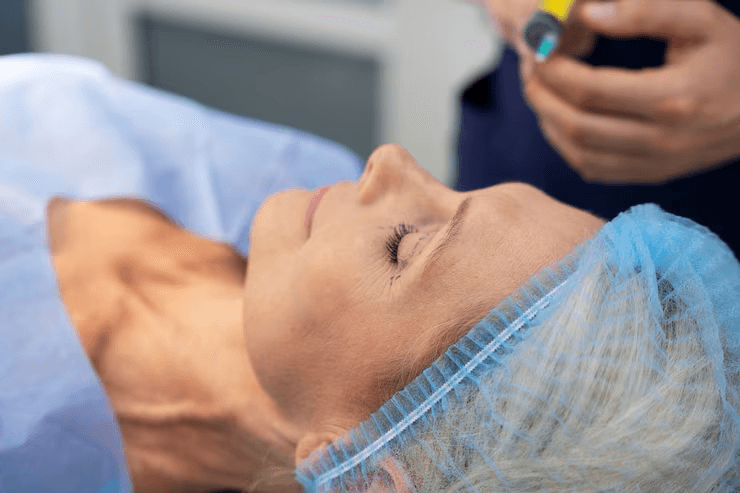 Patient receiving local anaesthetic procedure